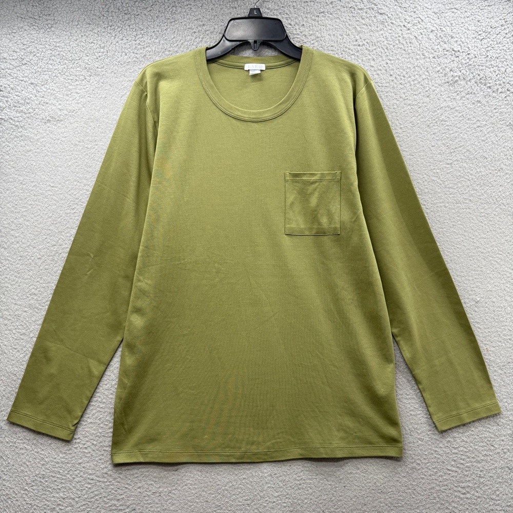 Lake Men’s Medium Long Sleeve Pajama Pj Top Olive Green Pima Cotton Pocket
